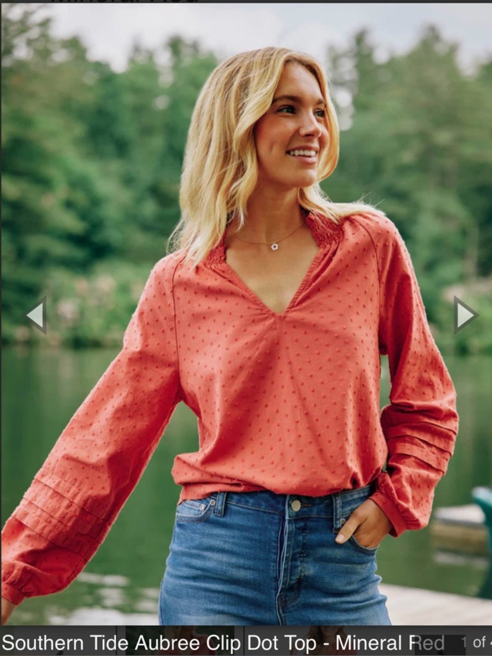 SOUTHERN TIDE Aubree Clip Dot Top Tunic Mineral Red